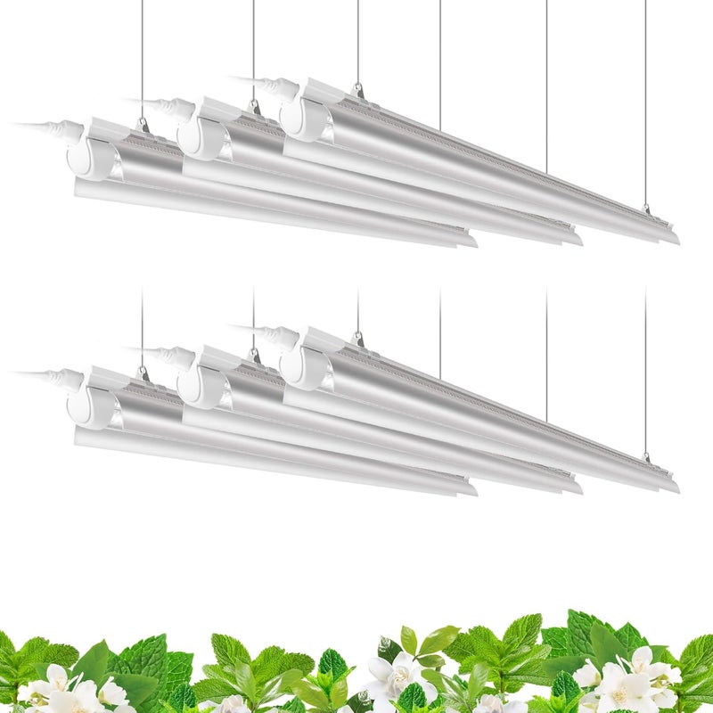 Barrina Plant Grow Lights, 4FT 5000K Full Spectrum Daylight White, 252W(6 x 42W, 1400W Equivalent), T8 LED Grow Light Strips, Growing Lamp Fixture, Plant Lights for Indoor Plants, Greenhouse, 6-Pack - Image 1